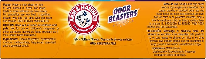 Arm & Hammer Dryer Sheet 80ct Odor Blaster Fresh Burst (Pack of 2)