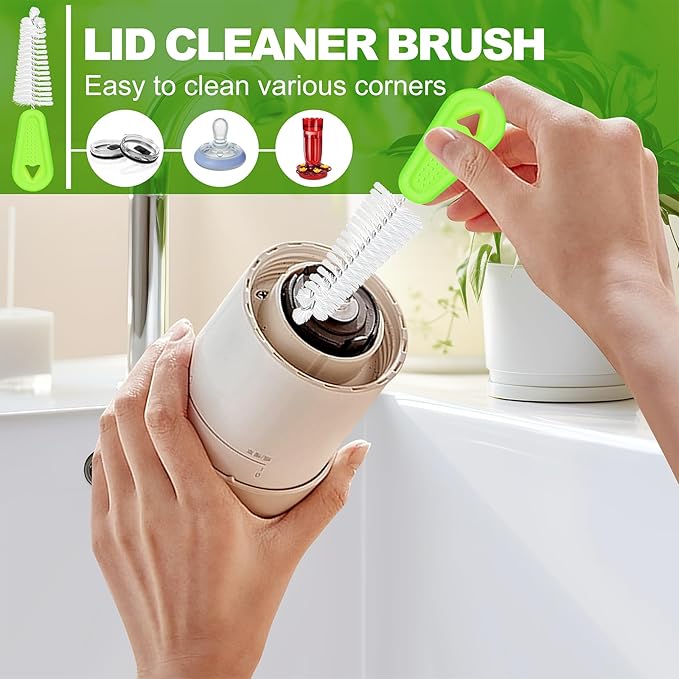 Bottle Brush Cleaner Set of 3, 14 in Long Handle Water Bottle & Straw Cleaner Brushes for Washing Tumblers, Baby Bottles, Cup Lid Cleaning Brush