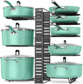 ORDORA Pots and Pans Organizer under Cabinet, 8 Tier Pot Organizers Rack Expandable 11.65" to 19.02" Height with 3 DIY Methods, Adjustable Pan Organizer inside Cabinet Kitchen Storage Organization