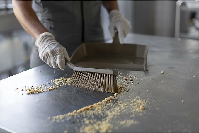 Vikan 45872 Bench Cleaning Brush, Polypropylene/Polyester Soft Bristle Dustpan Brush & Sweeper With Handle, 14-Inch, Green