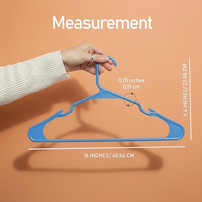 Utopia Home Plastic Hangers 50 Pack - Perfect Space Saving Clothes Hanger - Durable and Strong - Perfect Closet Organizers with Shoulder Grooves (Blue)