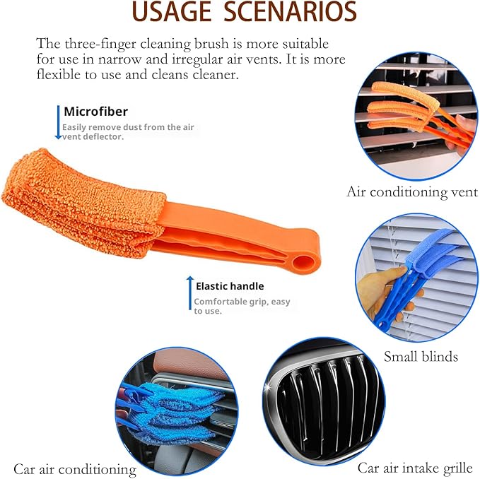 Window Blinds Cleaner, Blinds Cleaner Tool Blind Cleaner Duster Tool Set with Microfiber Rollers and Groove Brushes, Compact Cleaning Tools for Vents, Shutters and Household Dusting (4-Pack)