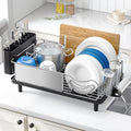 Urackify Stainless Steel Dish Drying Rack - Large Capacity Kitchen Counter Organizer with Drain Board, Utensil Holder & Detachable Cup Shelf, Surgical-Grade Rust-Proof Dish Drainer, Easy Assembly