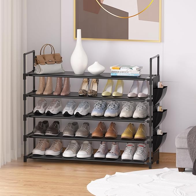 OYREL 5 Tier Shoe Organizer Rack for Closet, Entryway, Garage, Door, Space Saving, Shoe Holder Stand/Tower, Large, 20-25 Capacity