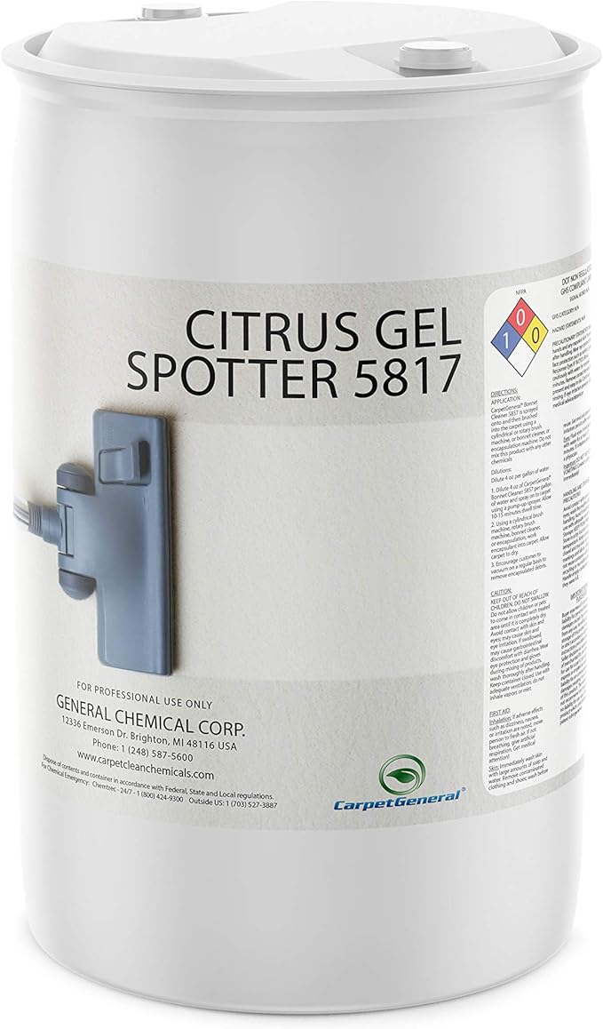 Citrus Gel Spotter 5817 - Multi-Surface Carpet Stain Remover and Spot Cleaner Treatment - Residential and Commercial Use - For Heavy-Duty Stain Cleaning - Pro Grade - 55 Gallon Drum