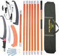 Manual Pole Saw for Tree Trimming, 27 FT Manual tree purner with 8 Fiberglass Handles, Sharp steel Blade and Heavy-Duty Giant Scissors, Extendable Design for Tree Maintenance, Orange