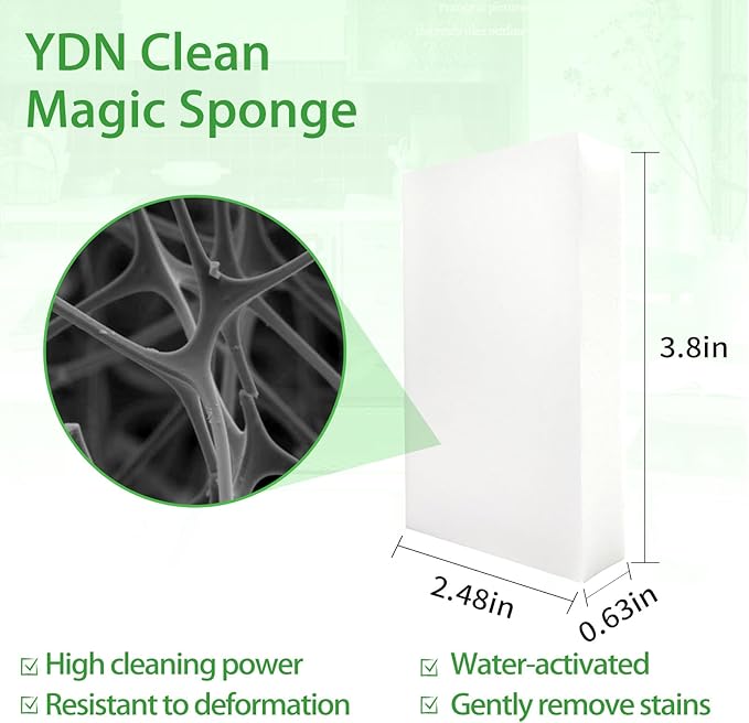 Magic Sponge Erasers, Water-Activated Cleaning Sponge, Multi-Purpose Melamine Foam Cleaner for Kitchen, Bathroom, Walls, Shoes & Car Interior – Durable, Non-Scratch & Reusable (20)