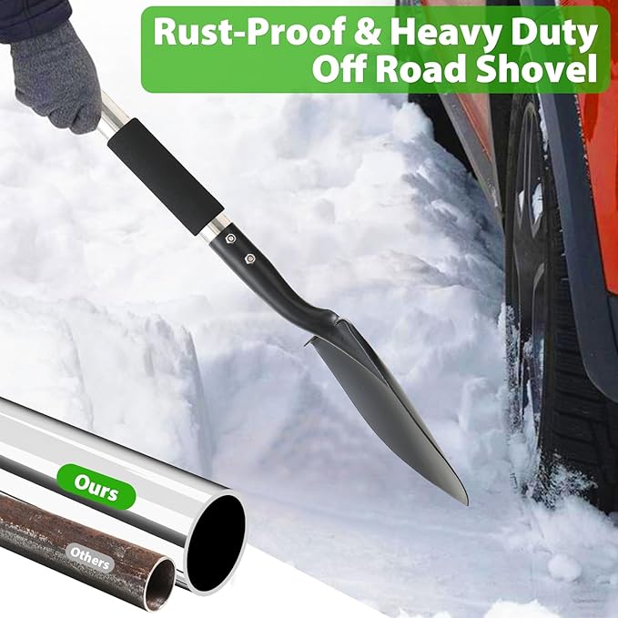 Shovel, Garden Shovels for Digging Gardening, Off Road Car Snow Removal, 31 inch Small Short Metal Shovel Heavy Duty with D-Handle, Sharp Round Point Blade, Comfort Grip, Kids Mini Camping Spade