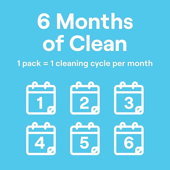 Seventh Generation Washing Machine Cleaner Free & Clear Targets Odor-Causing Residue Powered by Oxy Power 4.2 oz,6 Count (Pack of 2)
