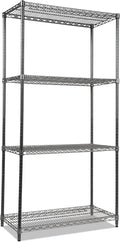 Alera Wire Shelving Starter Kit, Four-Shelf, 36w x 18d x 72h, Black Anthracite