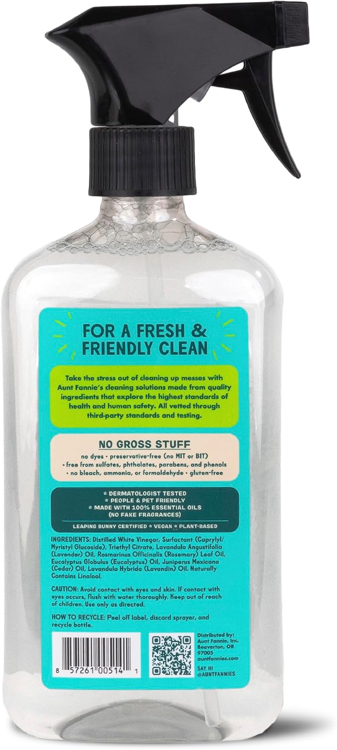 Aunt Fannie's All Purpose Household Cleaner, Multi-surface Spray, Powered by Vinegar for Kitchen, Bath, Windows and Countertops, Eucalyptus Scent (Pack of 6)