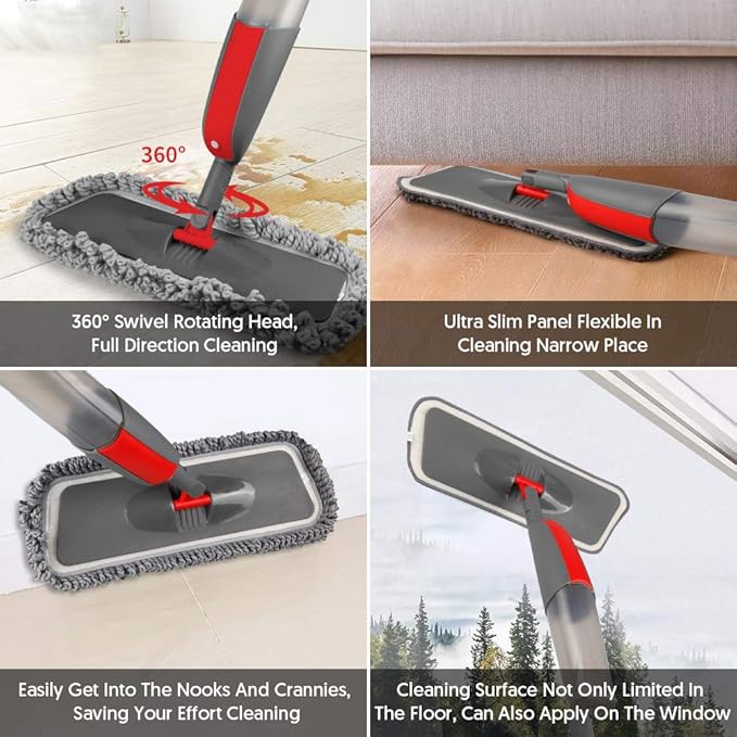 Spray Mops for Hardwood Floors Cleaning: MEXERRIS Falt Mop with 3 Microfiber Pads for Swiffer Powermop - Wet Dust Floor Mop with Sprayer Home Commercial Mops for Wood Laminate Wood Tile Vinyl