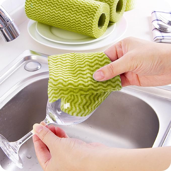 Disposable Dish Cloths Disposable Cleaning Towels, Reusable Wipes Absorbent Quick-Dry Kitchen Wipes, 50 Sheets