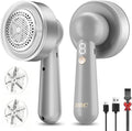 DBC Fabric Shaver & Lint Remover for Clothes, Sweaters & Furniture - 6-Leaf Blade, 3 Speeds, 2H Runtime, Portable Design Perfect for Travel, Includes 2 Extra Blades - Grey