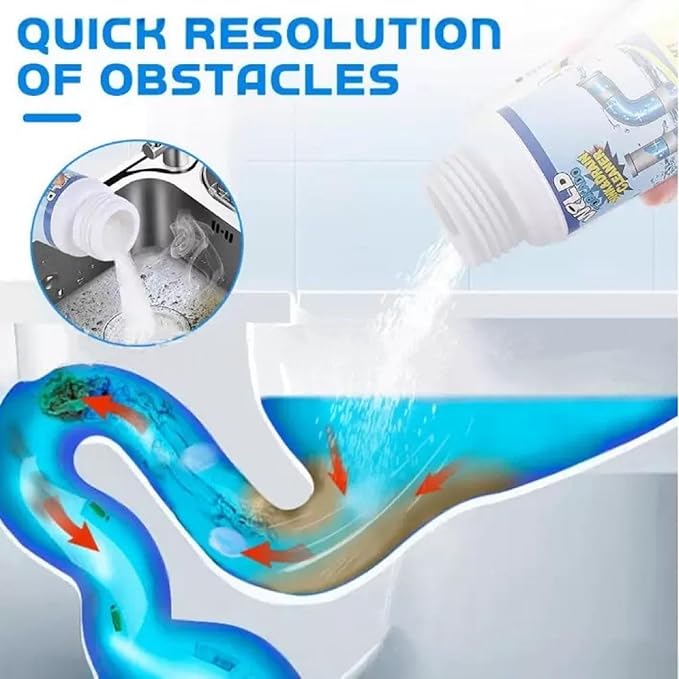 2Pcs Upgraded Wild Tornado Sink and Drain Cleaner, Pipe Dredge for Kitchen, Bathroom & Toilet, Super Cleaning Drain Foam Cleaner, Fast Foaming and Safe for All Types of Pipes