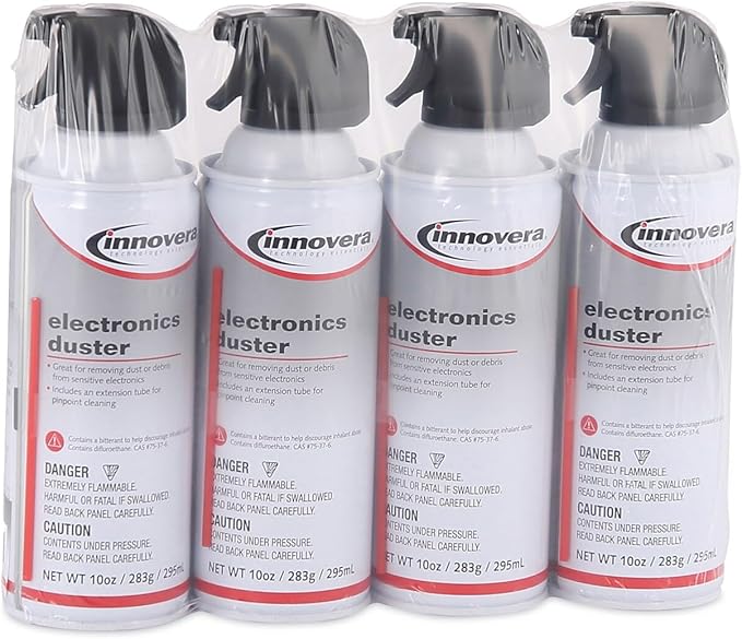 Innovera 10014 Compressed Air Duster Cleaner, 10 oz Can, 4/Pack