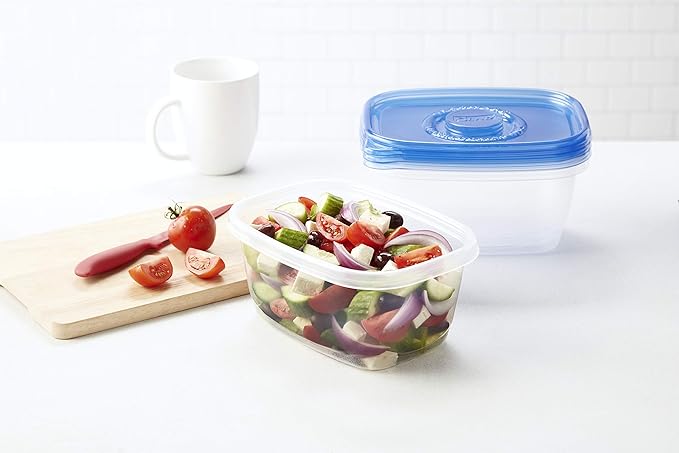 Glad GladWare Deep Dish Food Storage Containers with Lids, Large Rectangle BPA Free Plastic for Soups Salads and Meal Prep, Lock Tight Seal, Microwave Dishwasher Safe, 64 Oz, 3 Count - 6 Pack