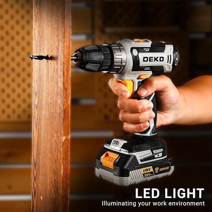 Power Drill Cordless: DEKOPRO Cordless Drill 20V Electric Power Drills Set Tool Drills Cord-less Set with Battery and Charger