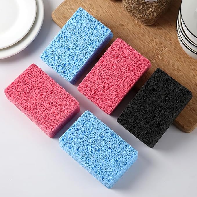 6 - Pack Non-Scratch Scrub Sponges - Sponges for Dishes and Washing Dishes, Cleaning Sponges for Kitchen Home Office, Magical 3D DIY Art and Craft Suppliers（Blue）