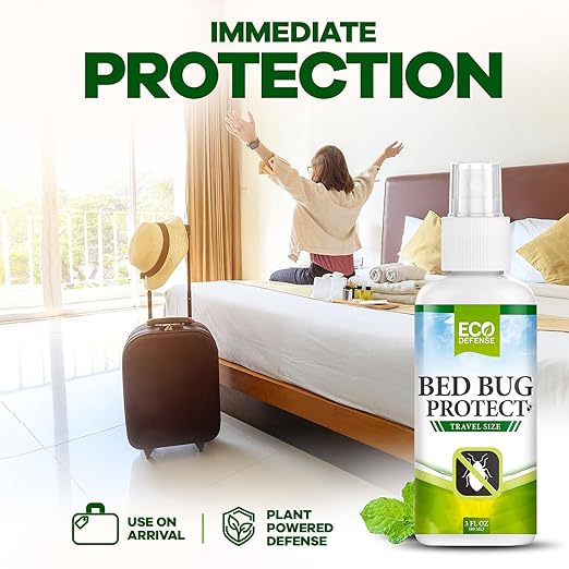 Eco Defense Bed Bug Spray Travel Size - TSA Approved 3 oz – Travel Essentials for Hotel, Cruise, Vacations - with Natural Essential Oils
