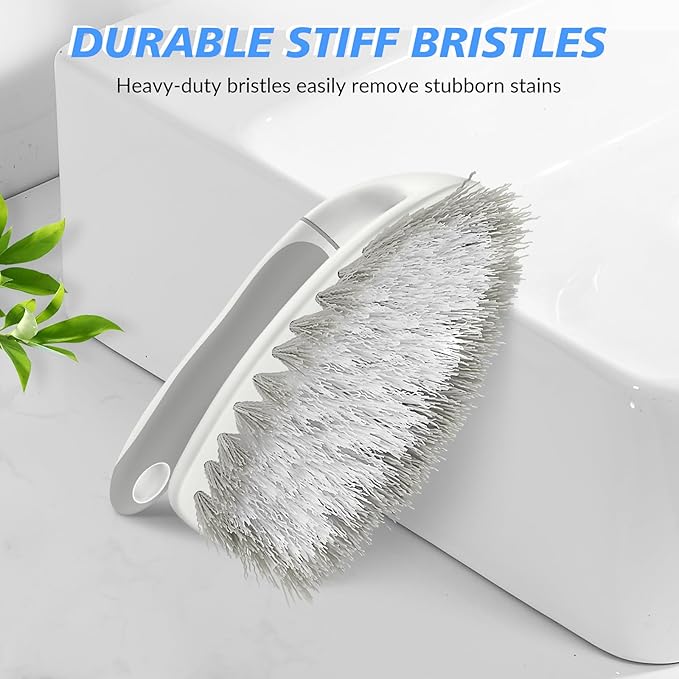SetSail Heavy Duty Scrub Brush, Stiff Bristles Cleaning Brush with Non Slip Handle Shower Scrubber for Bathroom Kitchen Bathtub Tile Sink, 2 Pack(Grey White)