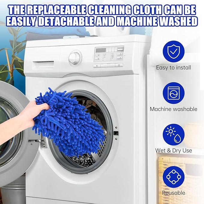 Ceiling Fan Cleaner Duster with 80" Extension Pole, Flexible and Washable Chenille Fan Duster for High Ceiling Fan Blades Light Fixtures Furnitures