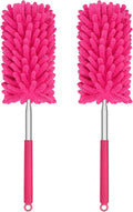 Mini Duster for Cleaning, 360° Bendable Hand Dusters with Extension Pole, Washable Small Duster for Car Interior, Office, Furniture