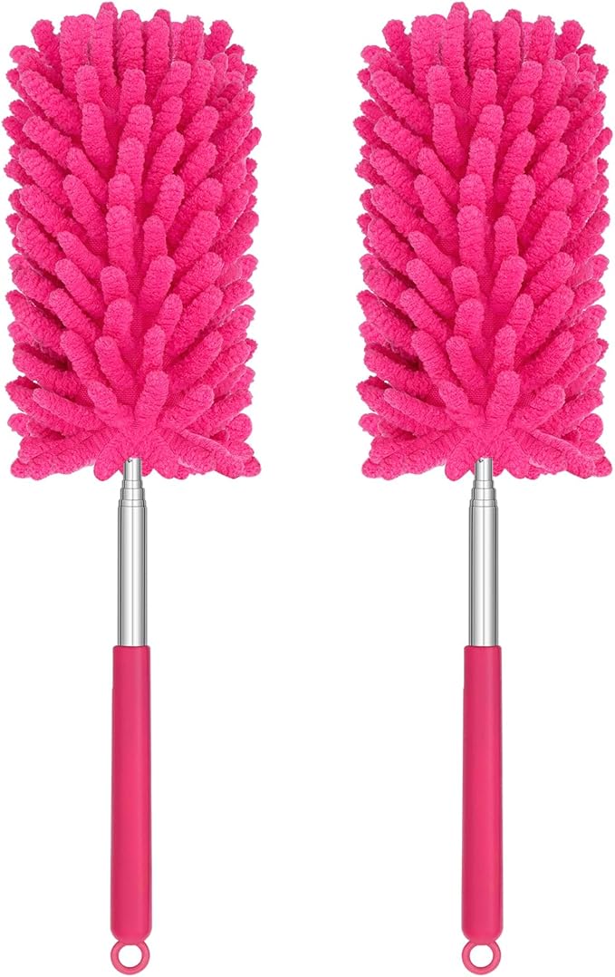 Mini Duster for Cleaning, 360° Bendable Hand Dusters with Extension Pole, Washable Small Duster for Car Interior, Office, Furniture