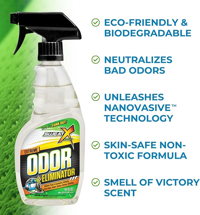 SweatX Extreme Odor Spray - Multipurpose No-Wash Deodorizer - Ideal for Shoes and Gym Clothing - Victory Scent (16 fl oz) - 2 Pack