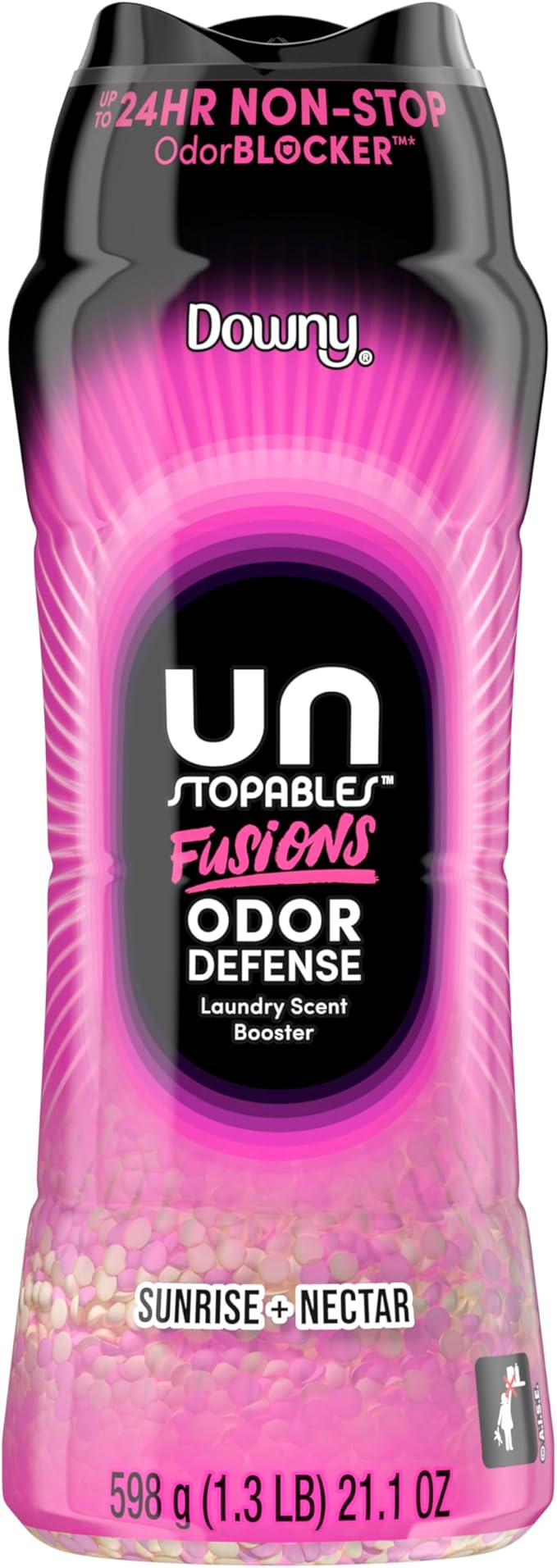 Downy Unstopables Fusions Odor Defense In-Wash Laundry Scent Booster Beads, Sunrise + Nectar Scent, 21.1 OZ, 2-in-1 Laundry Beads for Odor Defense