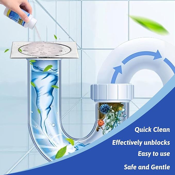 Powerful Sink Drain Cleaner - Fast Foaming Pipeline Dredging Agent for Kitchen Sink,Bathroom & Shower,Toilet Pipes (2pcs, sky blue)