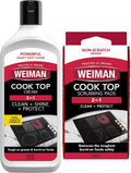 Weiman Ceramic and Glass Cooktop Cleaner - Heavy Duty Cleaner and Polish (10 Ounce Bottle and 3 Scrubbing Pads)