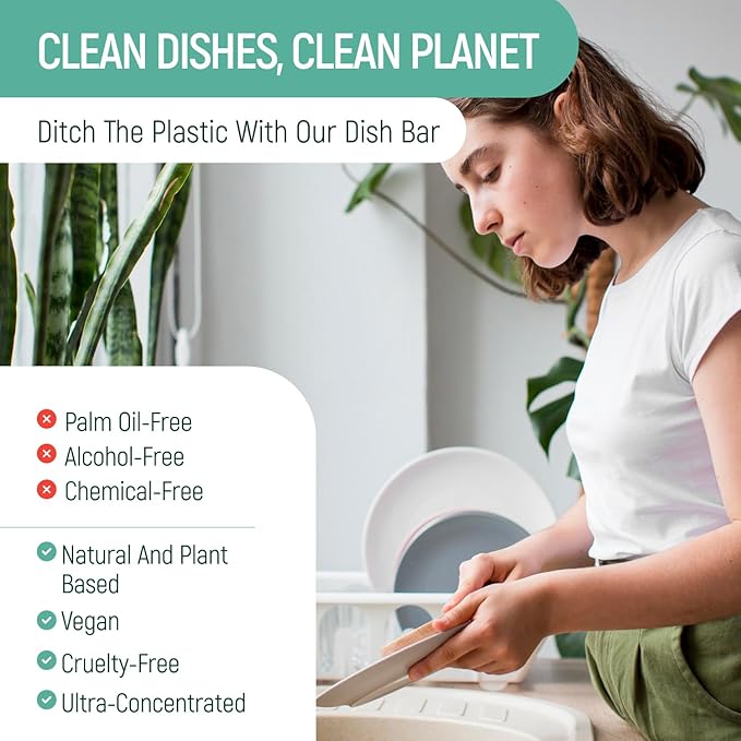 Natural Non-Toxic Dish Washing Soap - Dyes And Fragrance Free - Vegan Cruelty-Free Eco-Friendly And Zero Waste Dishwashing Handmade Solid Bar Soaps Detergent & Biodegradable (Unscented Single)