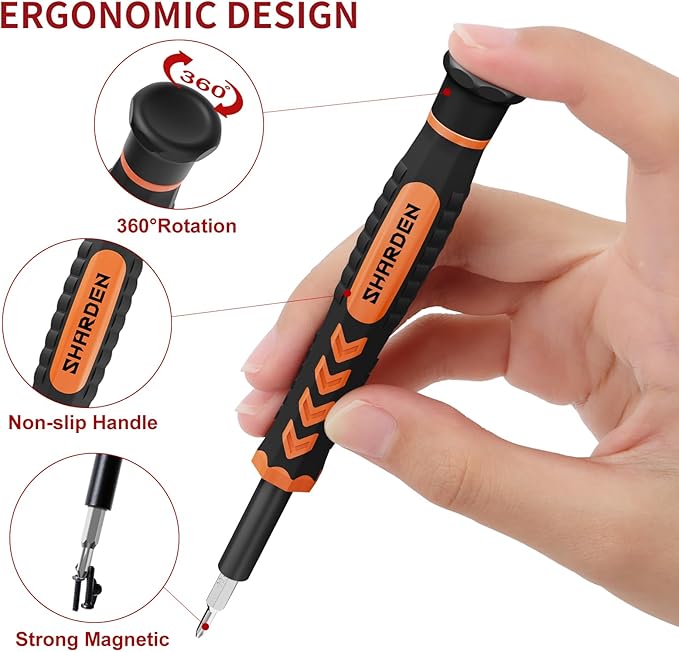 SHARDEN 58 in 1 Small Precision Screwdriver Set Magnetic Mini Screwdriver Set with Case Professional Electronic Tools Kit for iPhone, MacBook, Computer, Laptop, PC, RC, PS4, Xbox, Eyeglasses, Watch