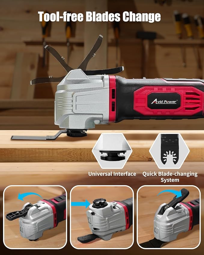 AVID POWER Cordless Oscillating Tool 20V Battery Powered Oscillating Multitool with 2.8° Oscillation Angle, Variable Speed Oscillating Saw w/ 31Pcs Accessories for Scraping/Cutting & Sanding