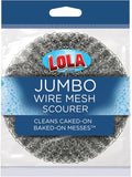 LOLA Steel Wool Wire Scouring Pad, Jumbo 4", Galvanized Steel Wire, Heavy Duty, Highly Abrasive Scrubber, for Pots, Pans, Ovens, Grills - 1 Pack