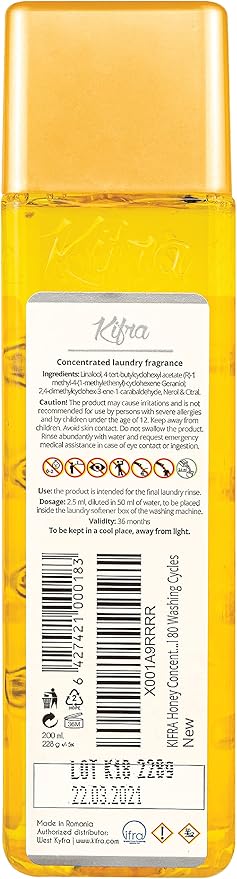 KIFRA HONEY Concentrated Laundry Fragrance 6.76 Fl Oz 200ml 80 Washing Cycles
