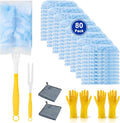 Duster Refill for Cleaning with 2 Handles, Heavy Duty Disposable Duster Kit Unscented Replacement Head Dust Removal Brush for Electronics, Furniture, Blinds, Ceiling Fans, Walls (80pack)