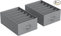 SONGMICS Set of 2 Large Size Wardrobe Clothes Organizers, 6-Compartment Foldable Drawer Organizers with Handles, 16.5 x 11.8 x 6.7 Inches, for Pants, Sweaters, Jeans, Dove Gray URUS009G02