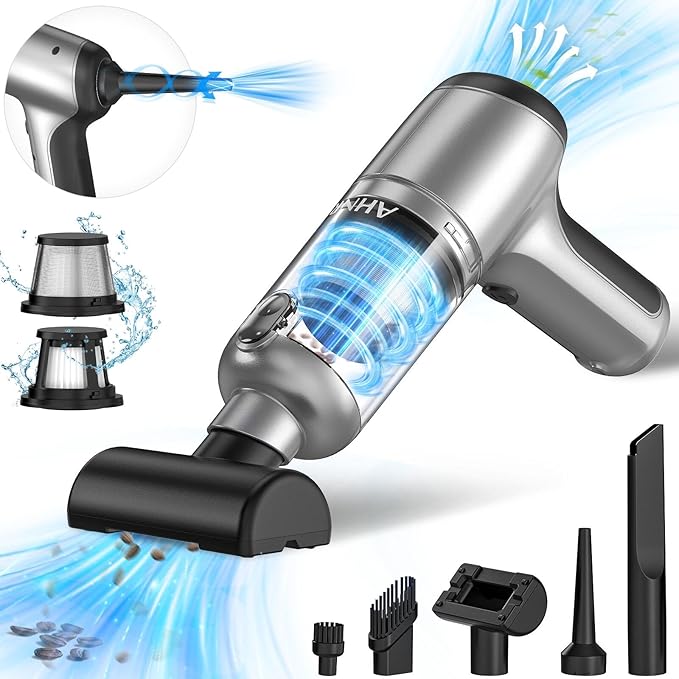 AHNR Handheld Car Vacuum Cleaner Cordless with Brushless Motor, 20000PA High Power Vacuum Cleaner & Air Duster, 3 in 1 Keyboard Portable Mini Hand Held Vacuums Cleaner for Car Home