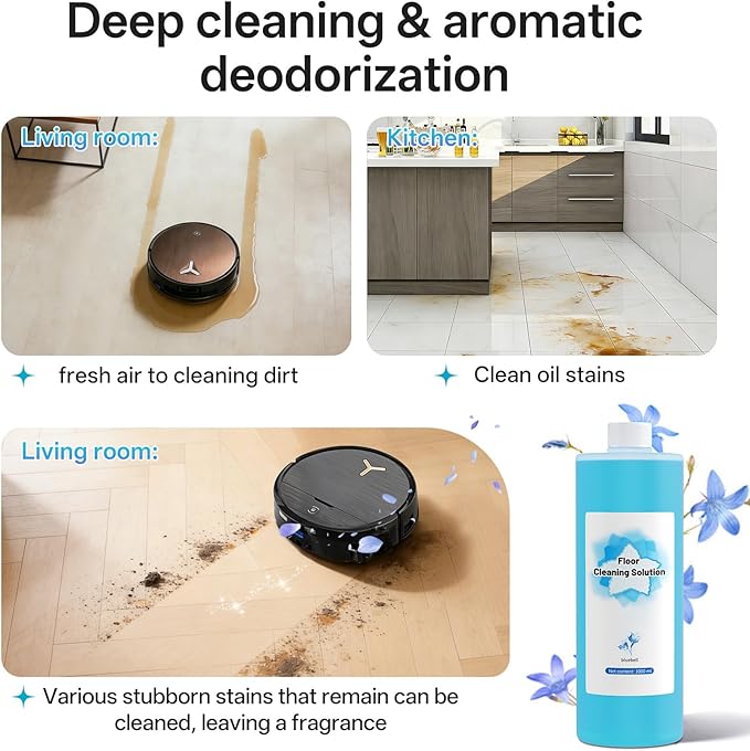 Floor Cleaning Solution Compatible with Ecovacs Cleaning Solution, Residue & Streak Free, Suitable for All Robot Vacuum Cleaners and Wireless Wet Dry Dual-Use Vacuum Cleaners