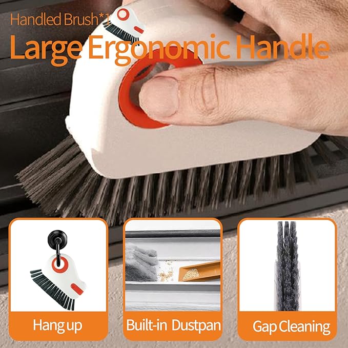 Window Track Cleaner Tools Set - 8 Pcs Groove Cleaning Brush Kit, for Sliding Door Track, Shutter, Sill, Tile Lines, Sink