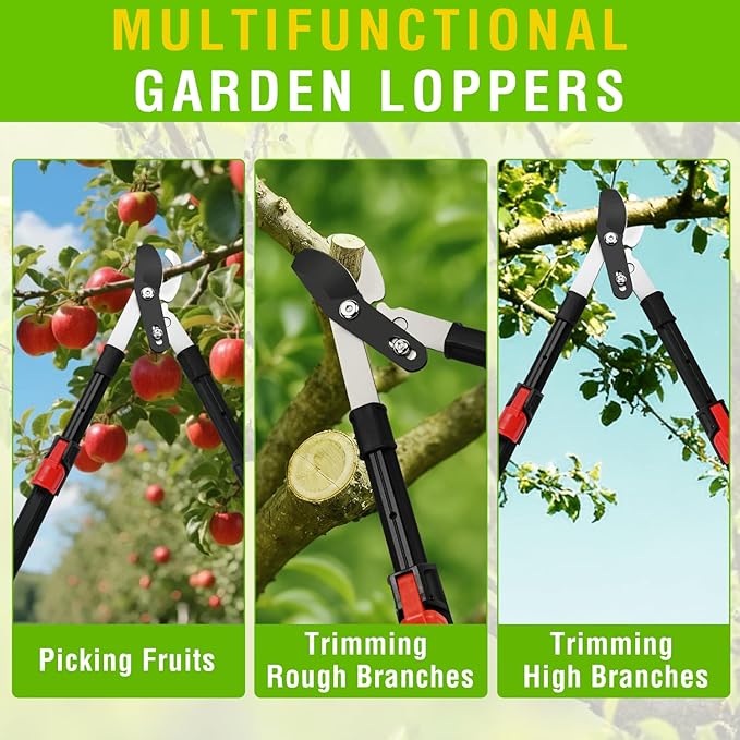 Yesker 26-33 Inch Extendable Bypass Loppers for Tree Trimming Heavy Duty Powerful Gear Tree Trimmer w Non-slip Handle Sharp Steel Blade up to 1.8" Cut Capacity Branch Cutter Chops Thick Branches Ease