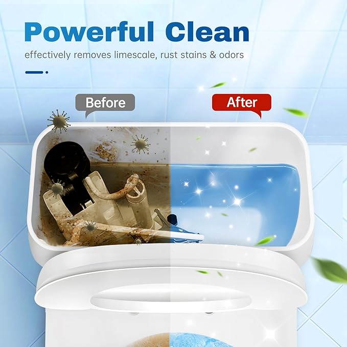 Vacplus Toilet Tank Cleaner - 6 Pack Automatic Descaler Tablets, Powerful Mold & Rust Remover, Long-Lasting Bowl Cleaning Solution