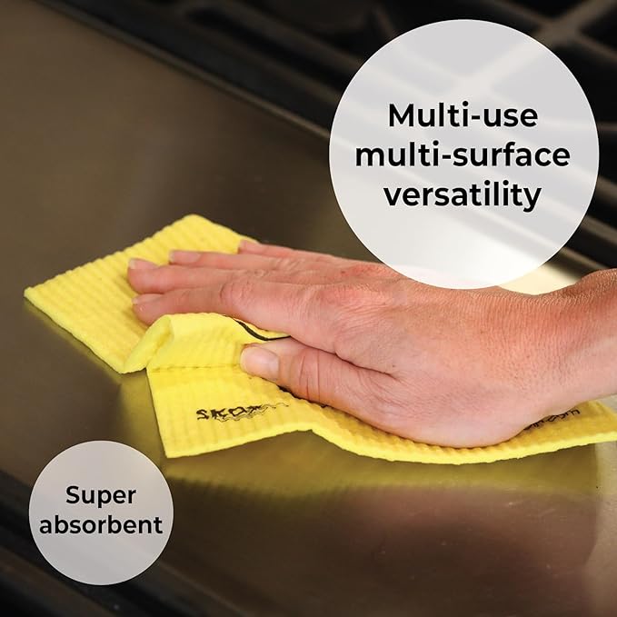 Skoy Cloth, 8-Pack Versatile Swedish Dishcloths for Kitchen and Household Use, Reusable Cleaning Cloths, Planet-Friendly, Dishwasher and Dryer-Safe, Apple Green