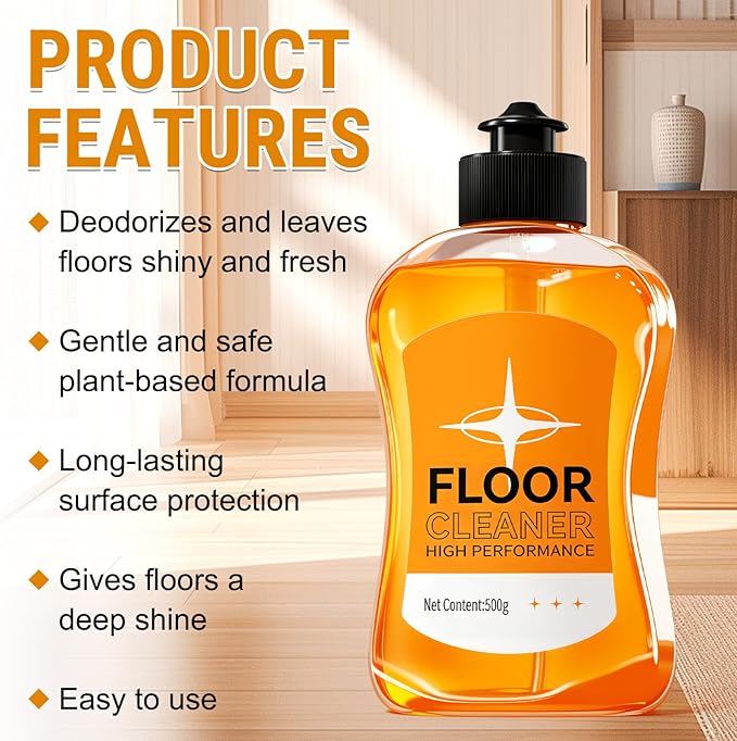 Household Hardwood Floor Cleaner, Floor Solution for Mopping Wood Tile Laminate, Marble, Natural Stones, Porcelain Shower Bathroom, Liquid-17.6 Fl Oz1 Bottle