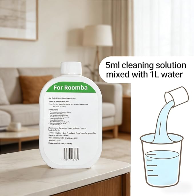 Floor Cleaner Liquid, 2 Bottle, 300ml Fresh Scent, Low Foam Formula, Deep Cleaning, Compatible with Roomba Plus 405/505/Max 705 Cleaning Robot