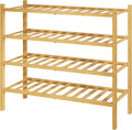 Kitsure Bamboo Wooden Shoe Rack for Closet - Stackable Shoe Organizer with Modular Structure, Space-Saving Shoe Shelf for Entryway, Living Room, Bedroom, 26.8" Wide - 4 Tiers, Natural
