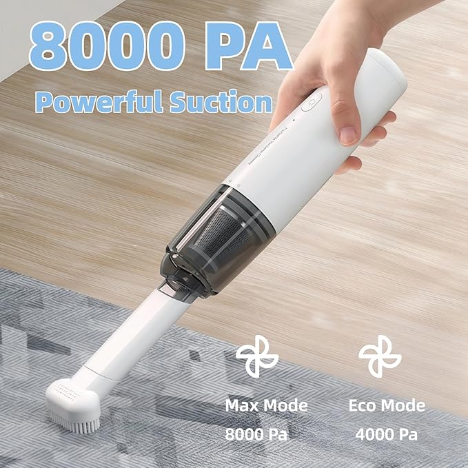 Portable Car Vacuum Cleaner, Cordless Handheld Vacuum, Lightweight Mini Vacuum for Car and Home with Washable HEPA Filter, Rechargeable