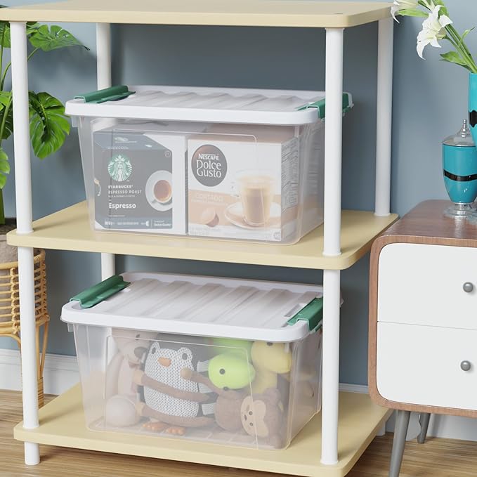 6-Pack 20 Quart Plastic Storage Latch Box with Lid, Clear Stackable Storage Container Bins